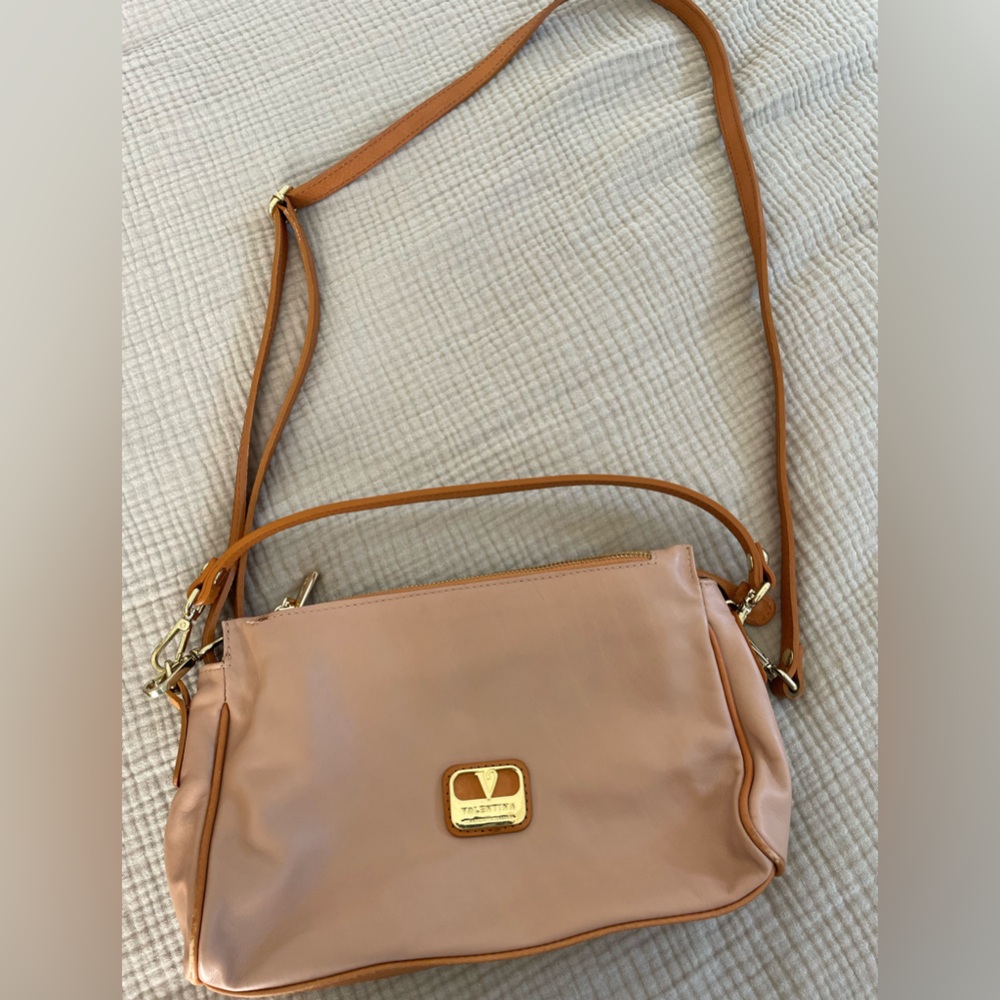 Valentina Blush Pink and Tan Crossbody Bag